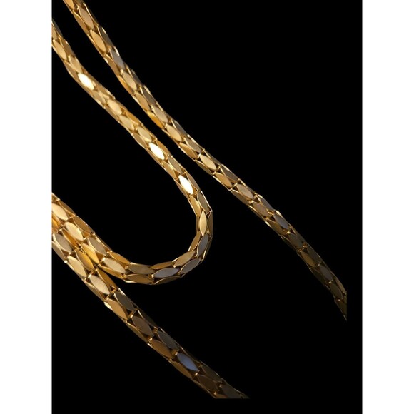 Vintage Heavy SNAKE Like Antique Gold Tone Metal Necklace. - Picture 2 of 5